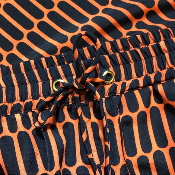 Michael Kors Geometric Orange & Black Wide Leg Pants - Picture 1 of 15